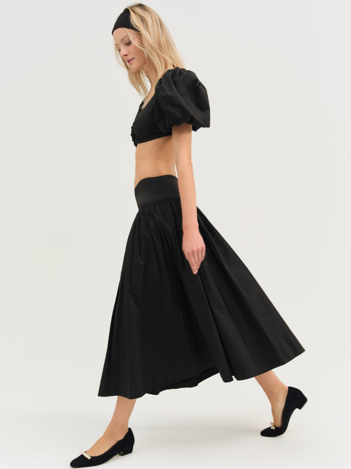 Helena Crop Poplin Top Black - For Love & Lemons