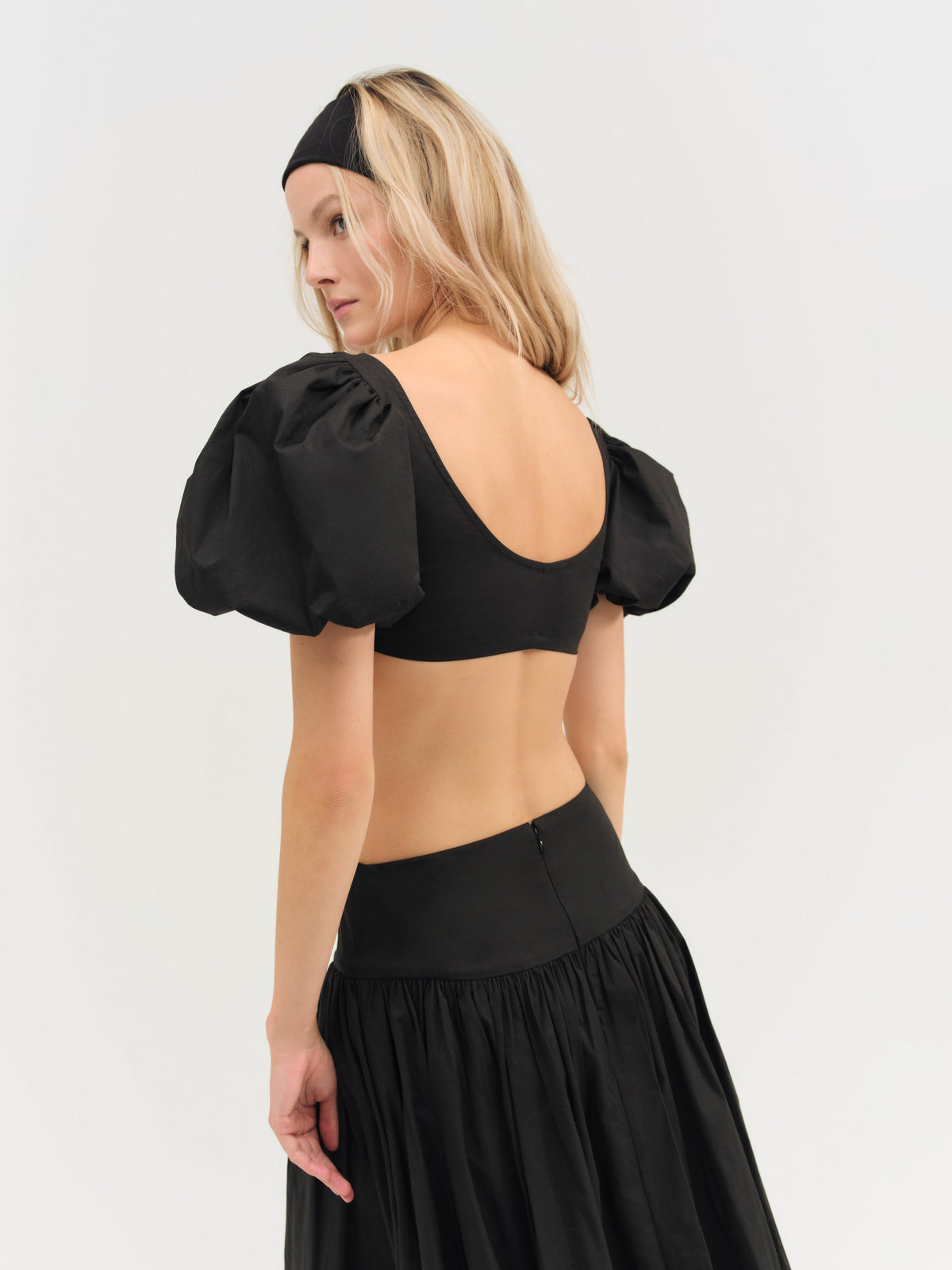 Helena Crop Poplin Top Black - For Love & Lemons