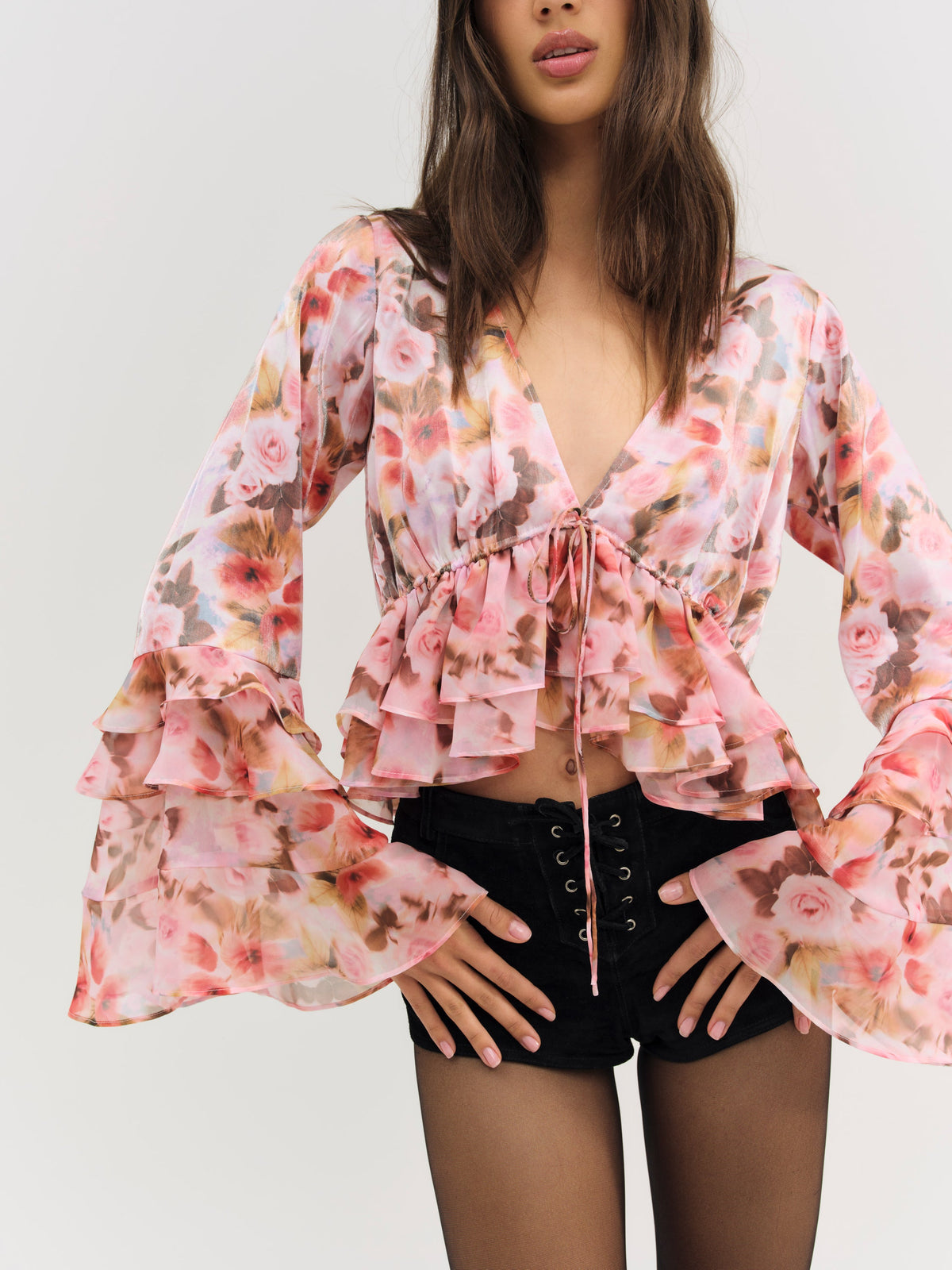 Fallen Floral Top Pink - For Love & Lemons