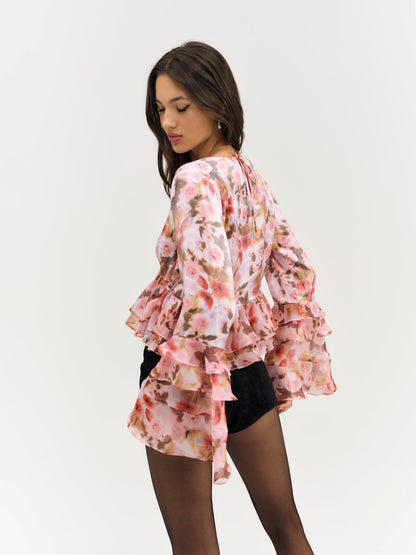 Fallen Floral Top Pink - For Love & Lemons