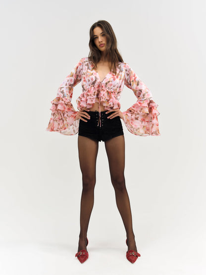 Fallen Floral Top Pink - For Love & Lemons