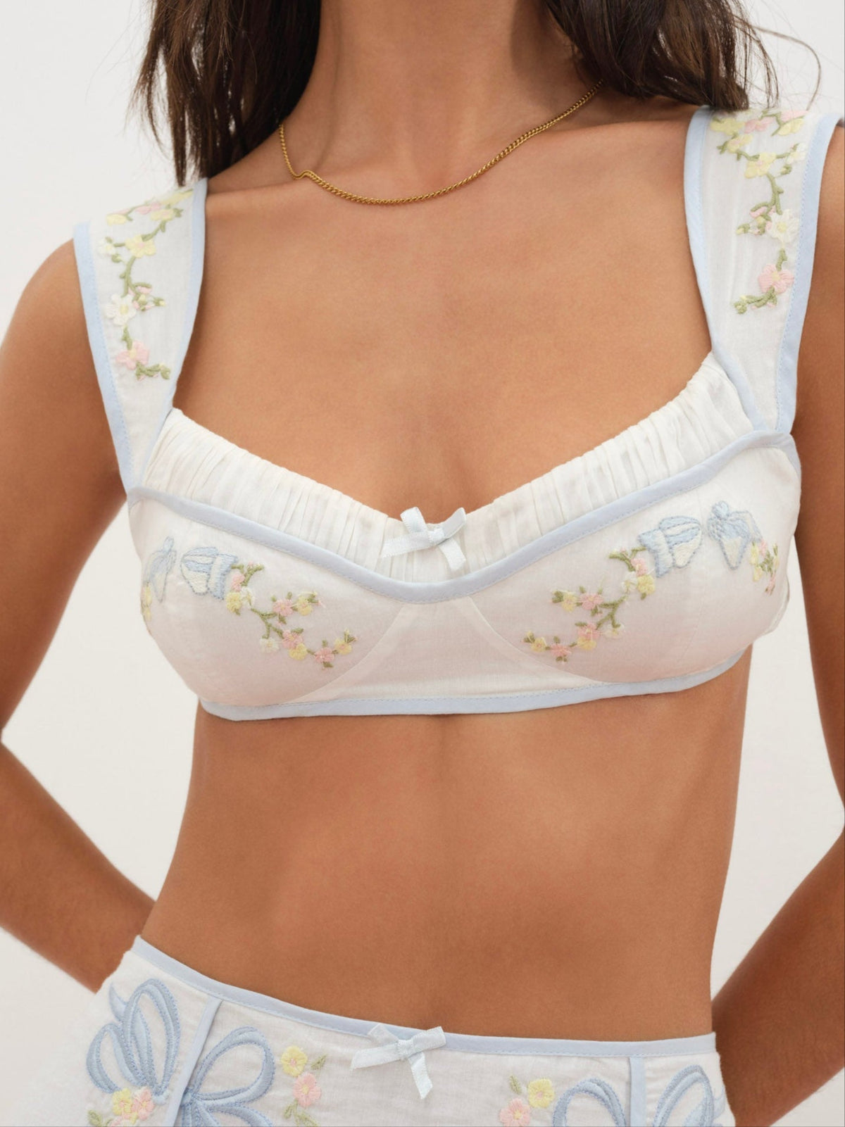 Baby Bows Bra Top White - For Love & Lemons