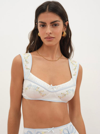 Baby Bows Bra Top White - For Love & Lemons