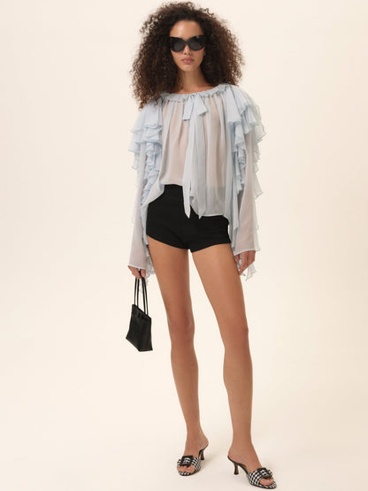 Lila Bow Blouse Blue - For Love & Lemons