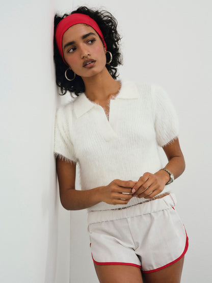 Fuzzy Knit  Top White - For Love & Lemons