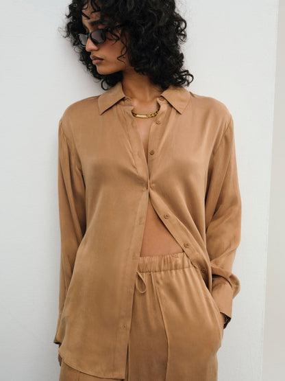Clarabell Button Down Shirt CAMEL - For Love & Lemons