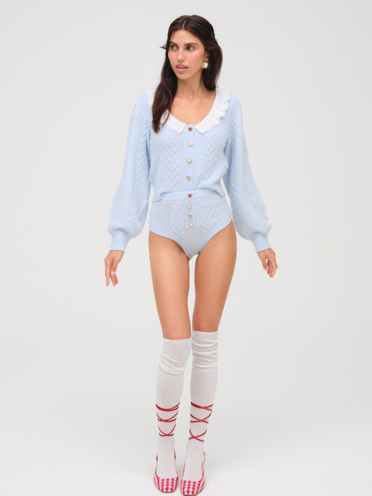Cupid Knit High Waisted Panty Blue - For Love & Lemons