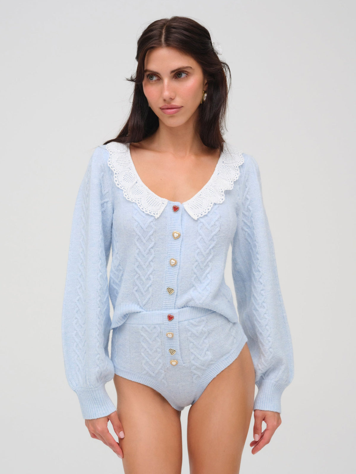 Cupid Knit High Waisted Panty Blue - For Love & Lemons