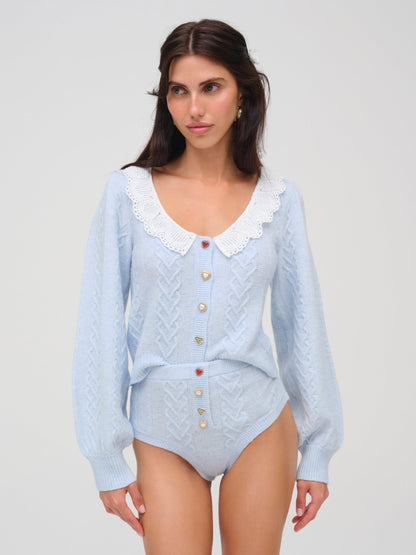 Cupid Knit High Waisted Panty Blue - For Love & Lemons