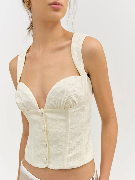 Rosie Jacquard Top Cream - For Love & Lemons