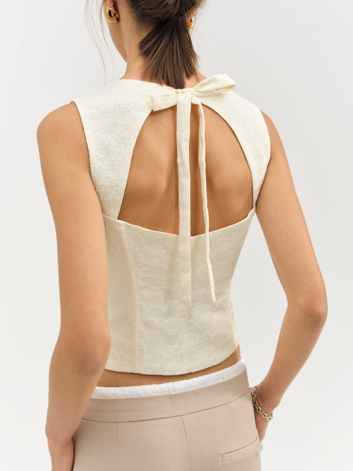 Rosie Jacquard Top Cream - For Love & Lemons