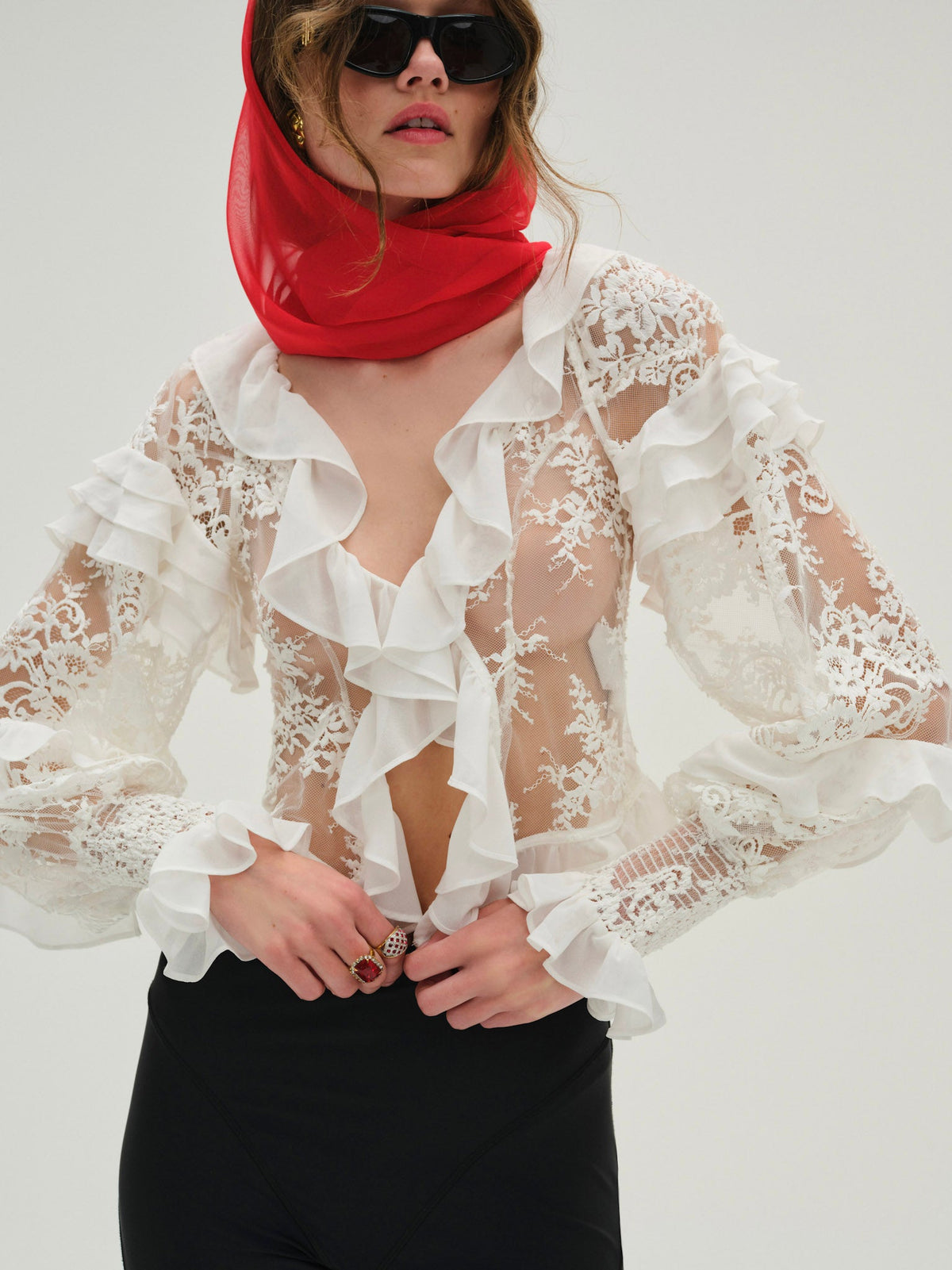 Holiday Lace Blouse White - For Love & Lemons