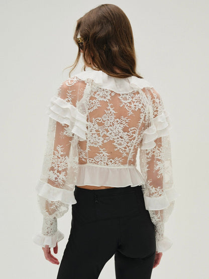 Holiday Lace Blouse White - For Love & Lemons