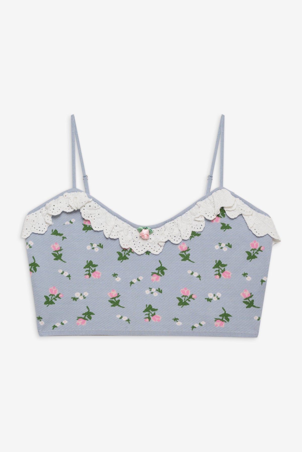 Amalia Knit Crop Top Blue - For Love & Lemons