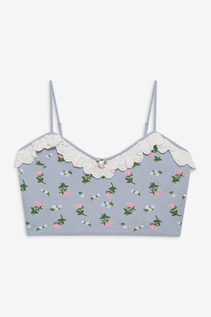 Amalia Knit Crop Top Blue - For Love & Lemons