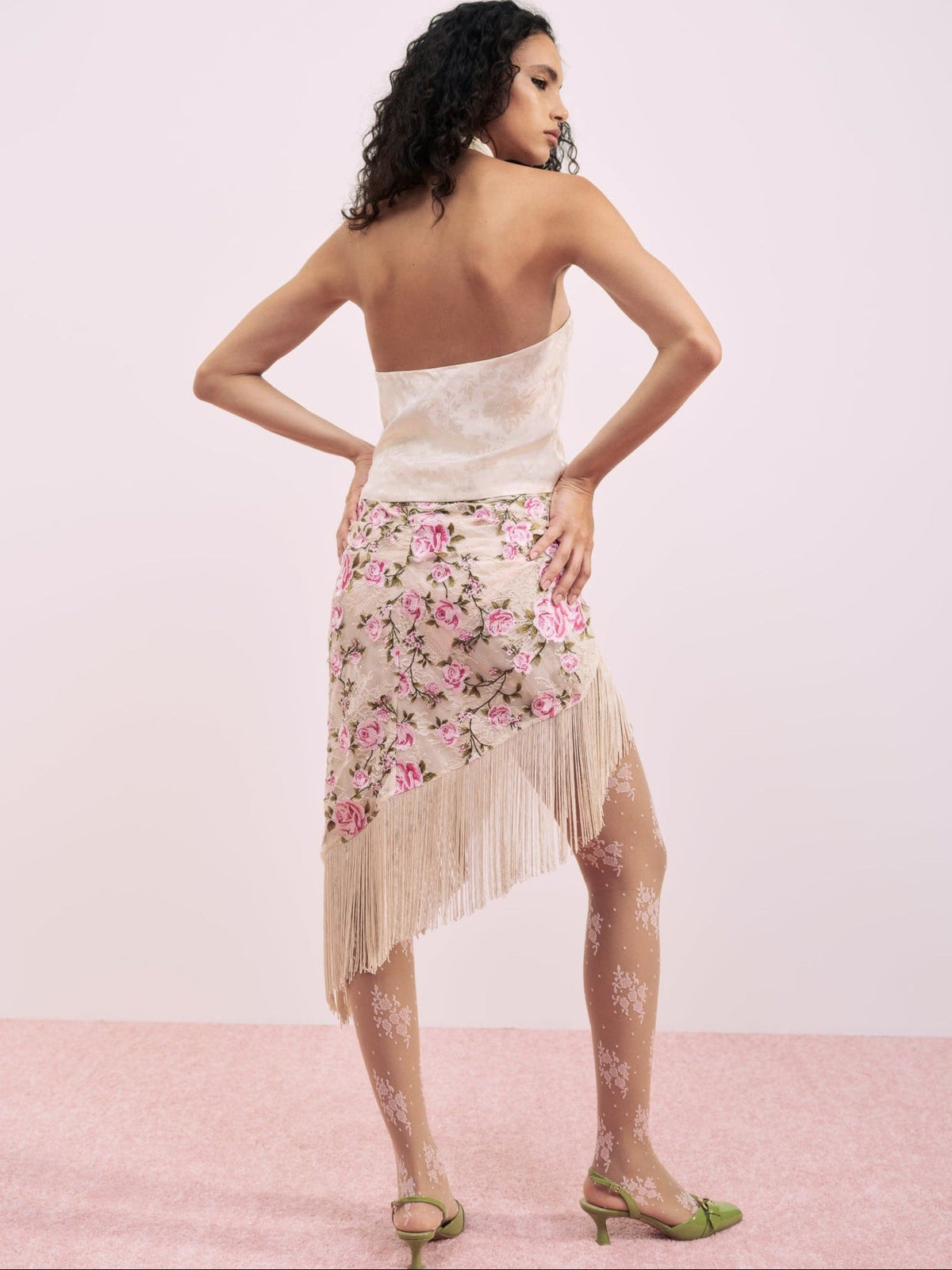 Esme Silk Jacquard Top Pink - For Love & Lemons
