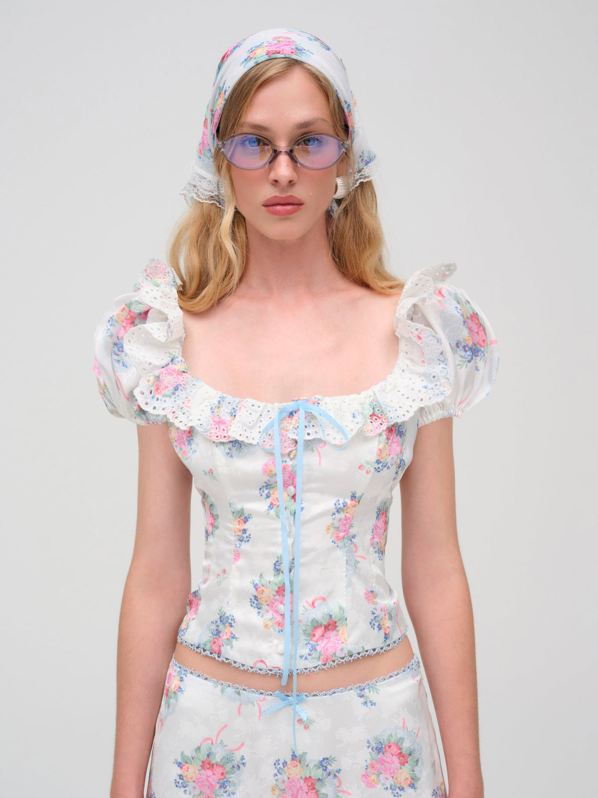 Doily Bouquet Short Sleeve Top White - For Love & Lemons