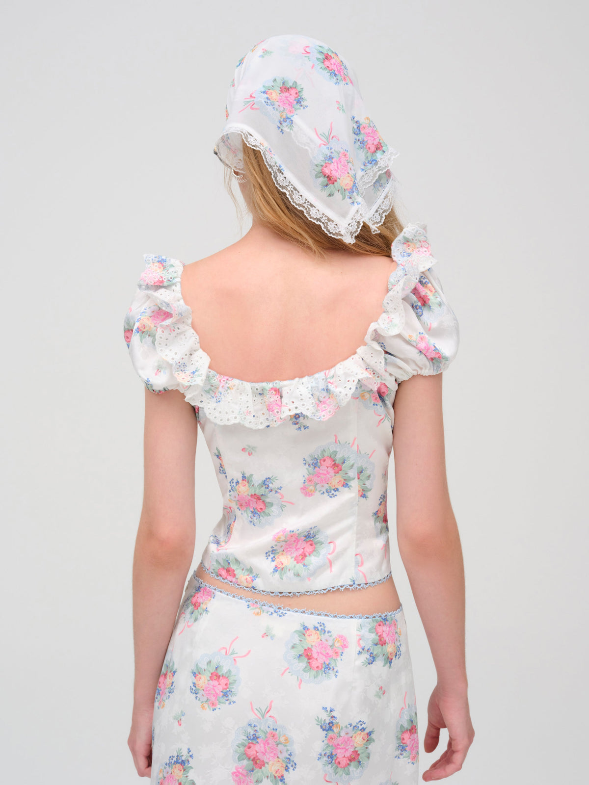Doily Bouquet Short Sleeve Top White - For Love & Lemons