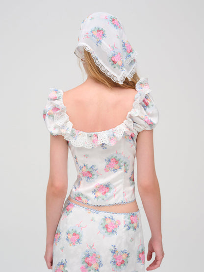 Doily Bouquet Short Sleeve Top White - For Love & Lemons
