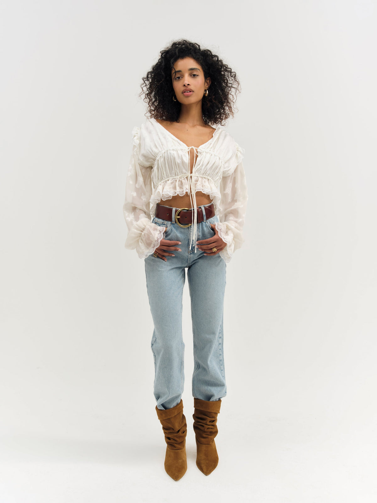 Jeanne Jacquard Top Cream - For Love & Lemons