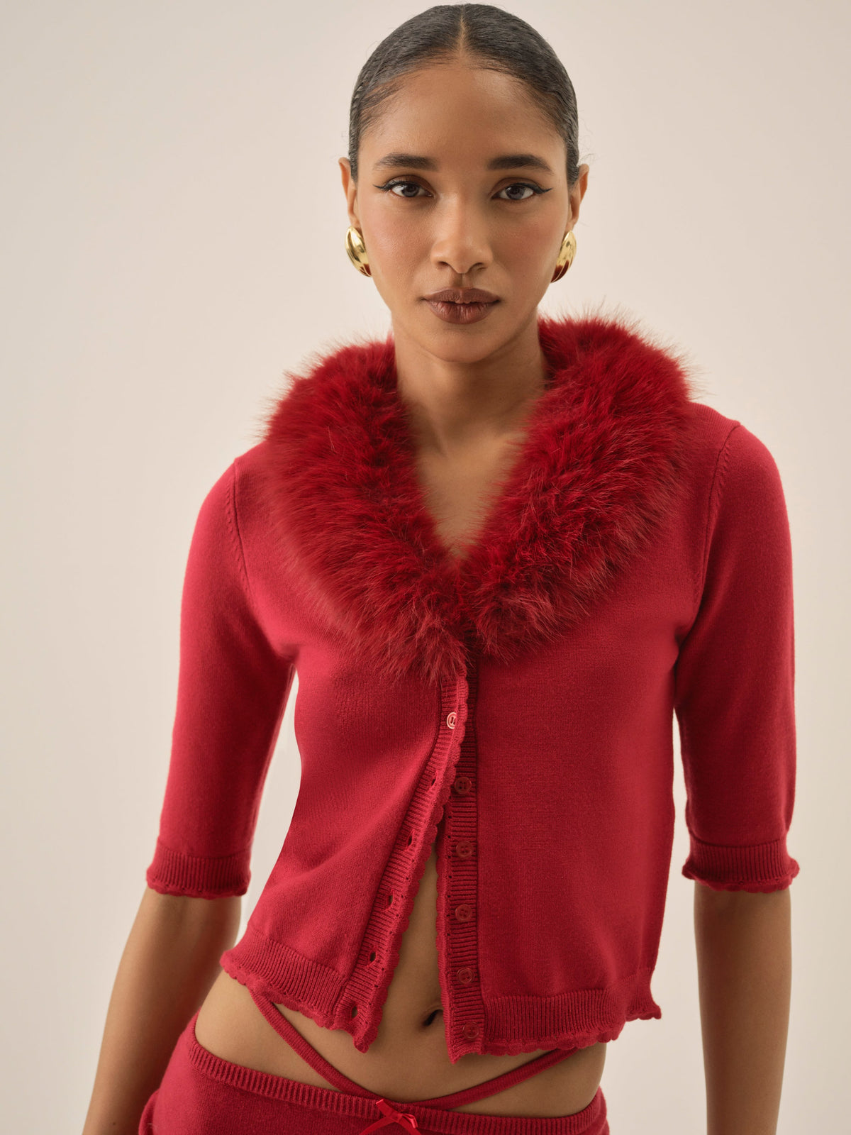 Maura Knit Cardigan Red - For Love & Lemons