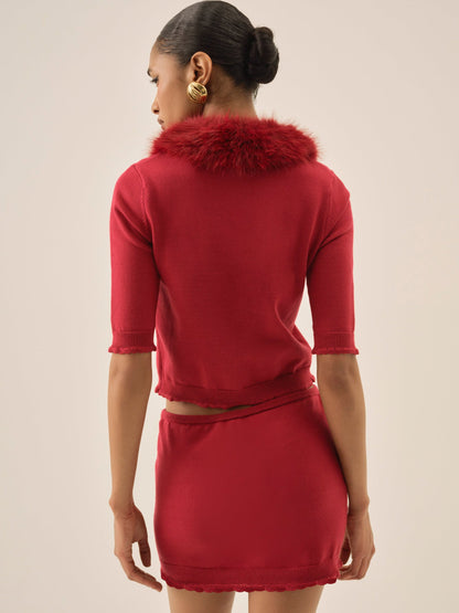 Maura Knit Cardigan Red - For Love & Lemons