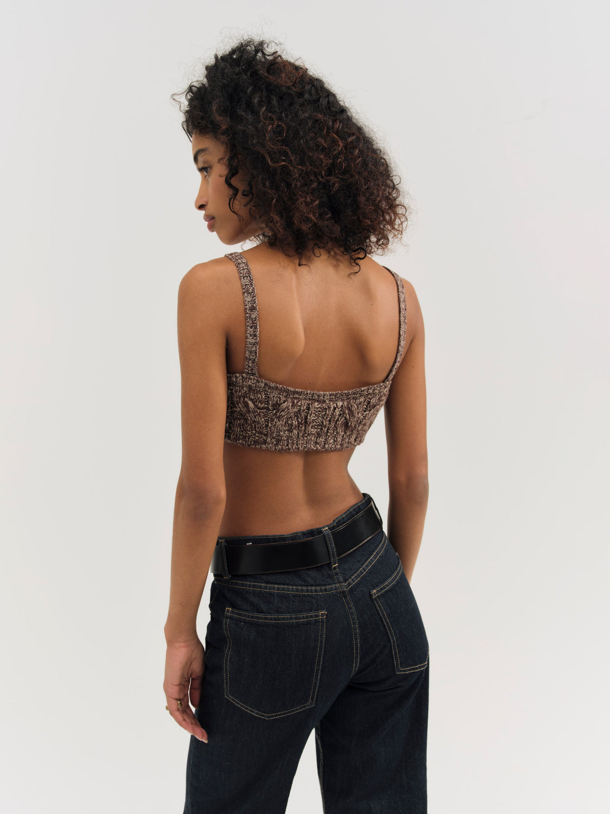 Nathalie Knit Bra Top Brown - For Love & Lemons