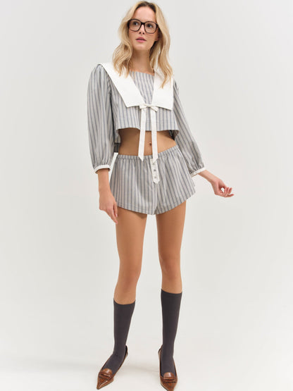 Linen Stripe Top Blue - For Love & Lemons
