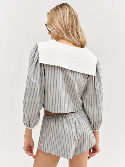 Linen Stripe Top Blue - For Love & Lemons