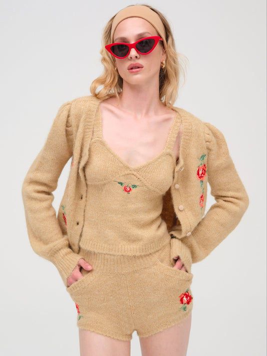 Grans Beaded Knit Short Tan - For Love & Lemons
