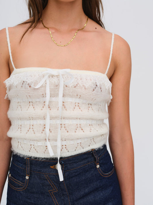 Jayla Knit Cami Top Cream - For Love & Lemons