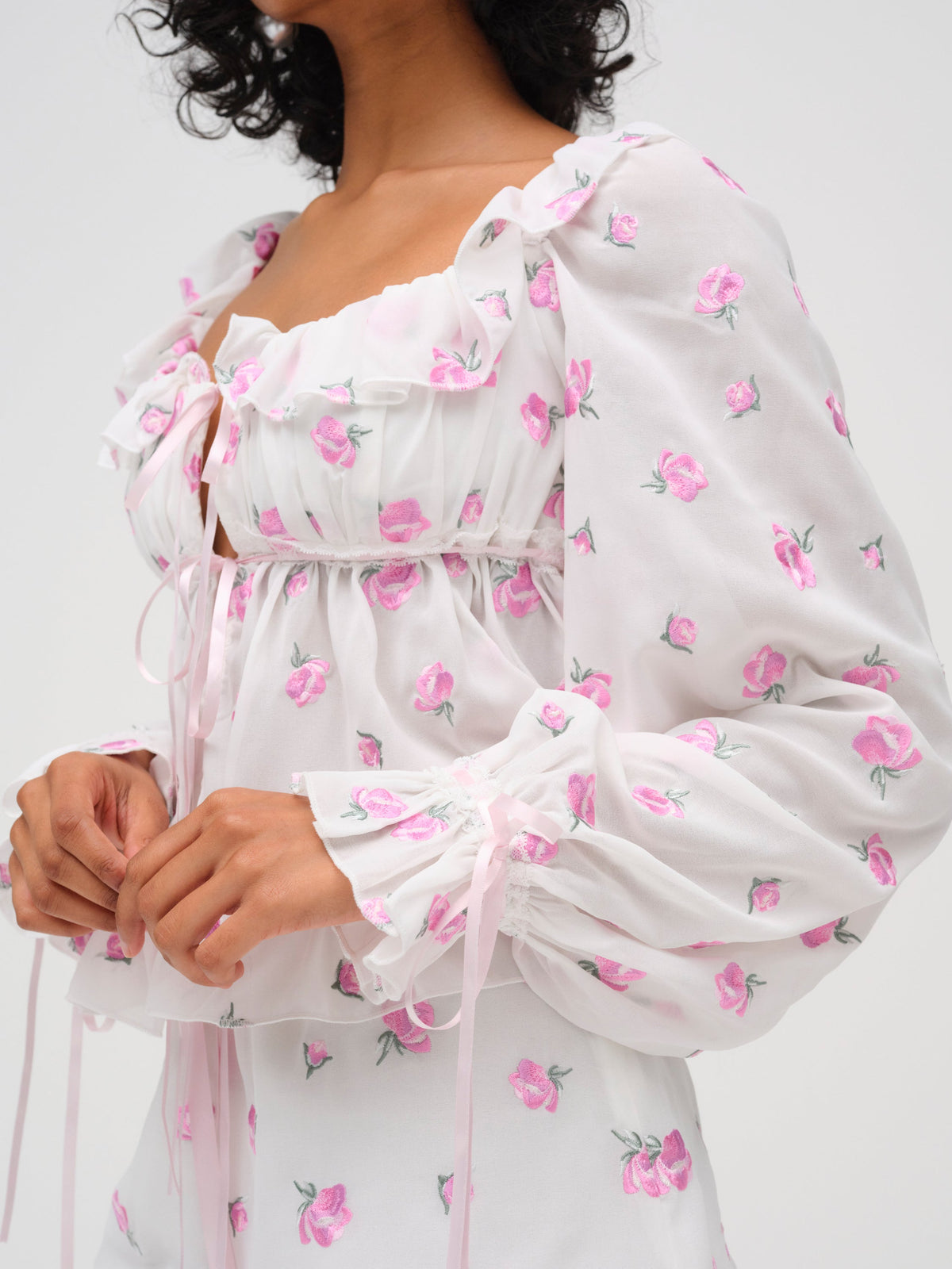 Fiona Floral Top White - For Love & Lemons