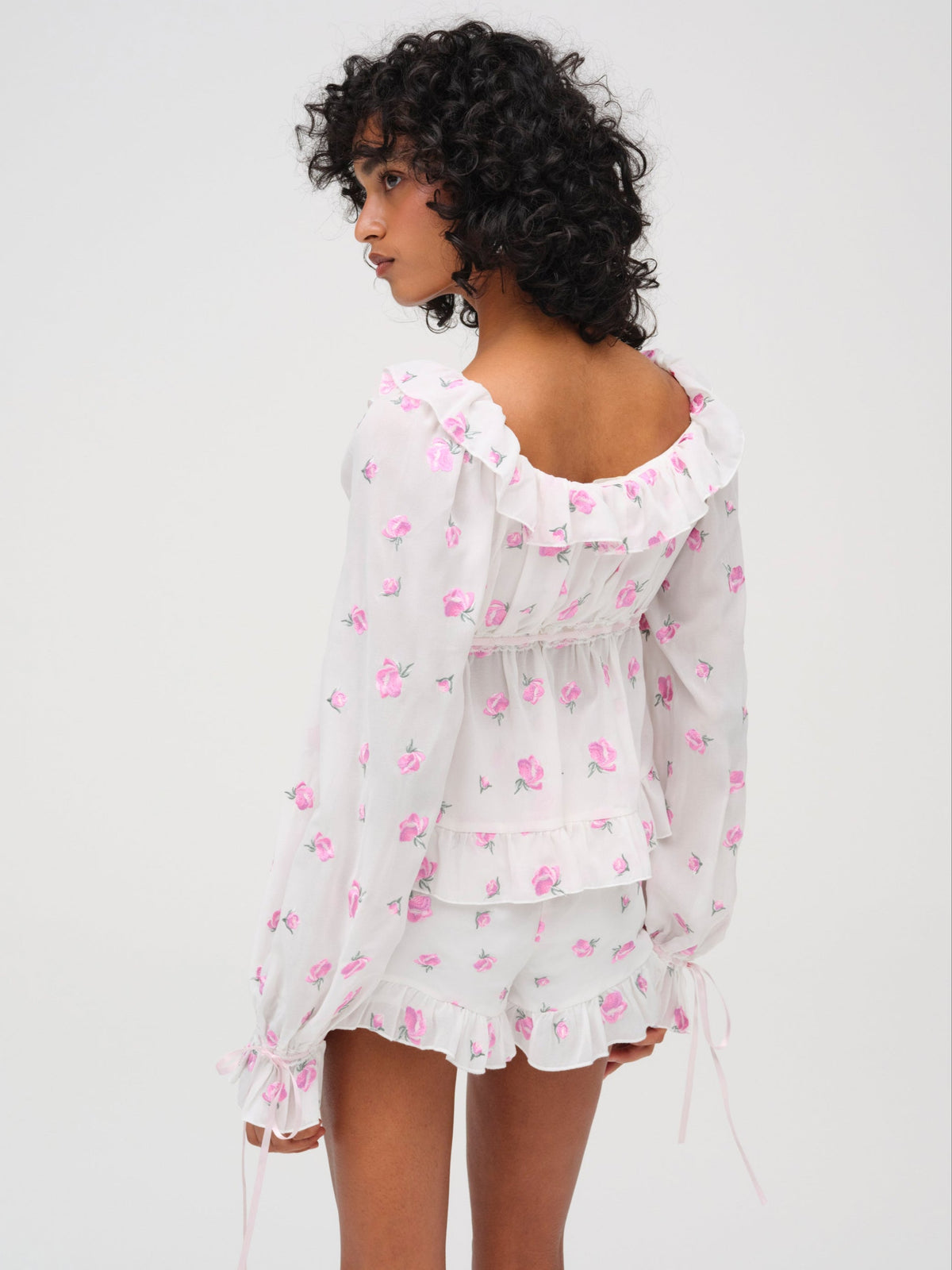 Fiona Floral Top White - For Love & Lemons