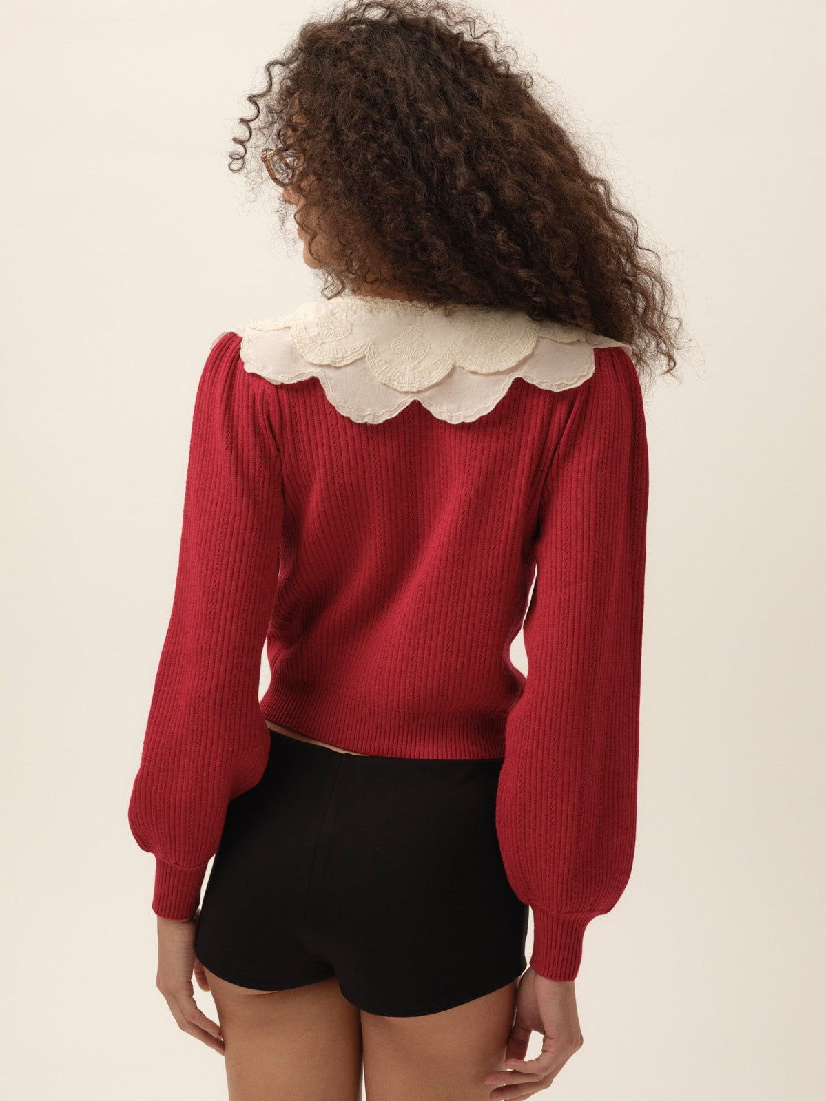 Charlotte Pointelle Cardigan Red - For Love & Lemons