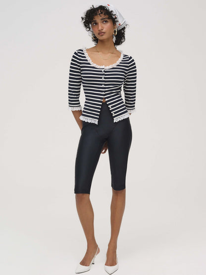 Suzette Stripe Cardigan Black - For Love & Lemons