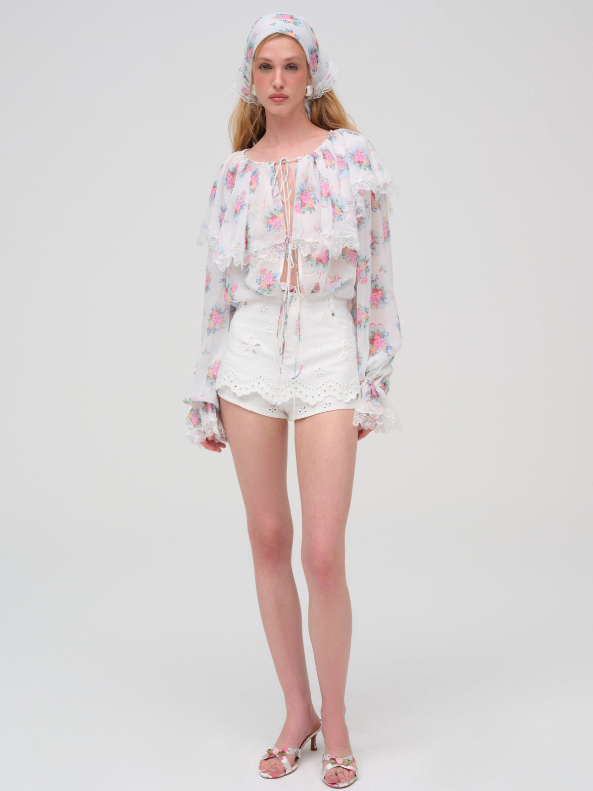 Doily Bouquet Long Sleeve Top White - For Love & Lemons