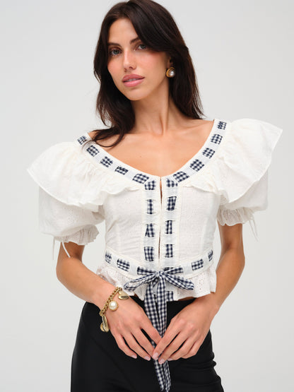 Ruby Ribbon Top White - For Love & Lemons