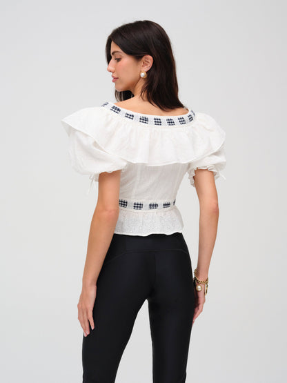 Ruby Ribbon Top White - For Love & Lemons