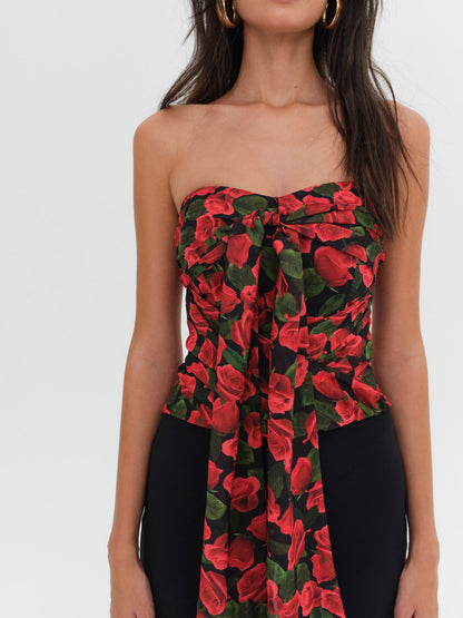 Abby Strapless Top Red - For Love & Lemons