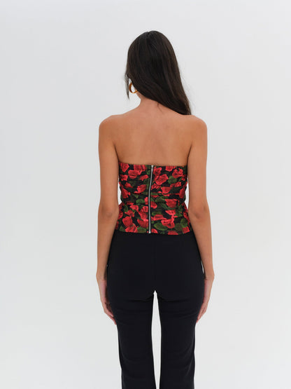 Abby Strapless Top Red - For Love & Lemons