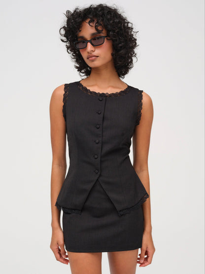 Shawna Vest Black - For Love & Lemons