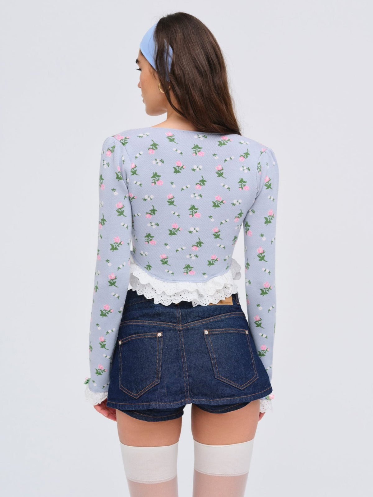 Amalia Knit Cardigan Blue - For Love & Lemons