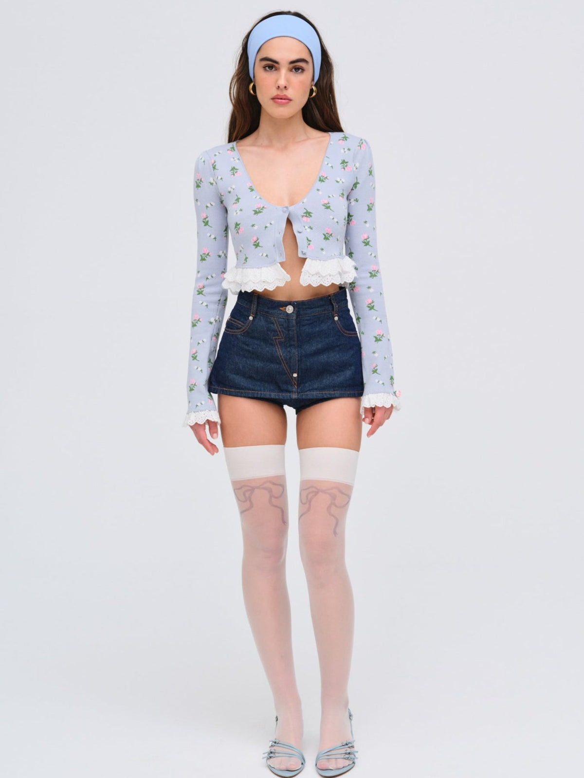 Amalia Knit Cardigan Blue - For Love & Lemons