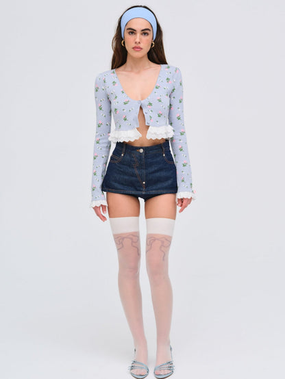 Amalia Knit Cardigan Blue - For Love & Lemons