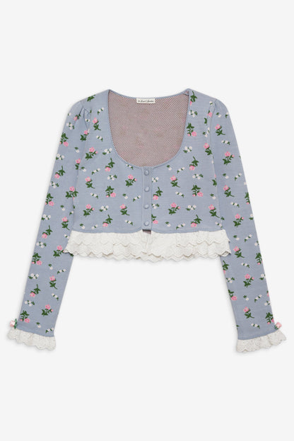Amalia Knit Cardigan Blue - For Love & Lemons
