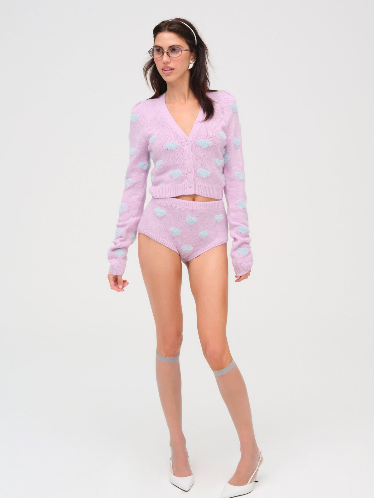 Scarlet Cropped Cardigan Pink - For Love & Lemons