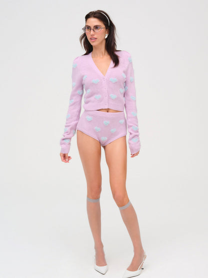 Scarlet Cropped Cardigan Pink - For Love & Lemons