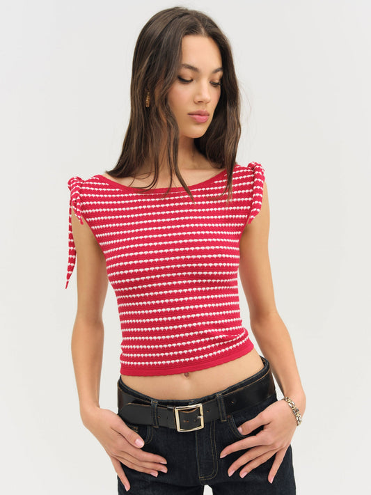 Regatta Stripe Knit Top Red - For Love & Lemons