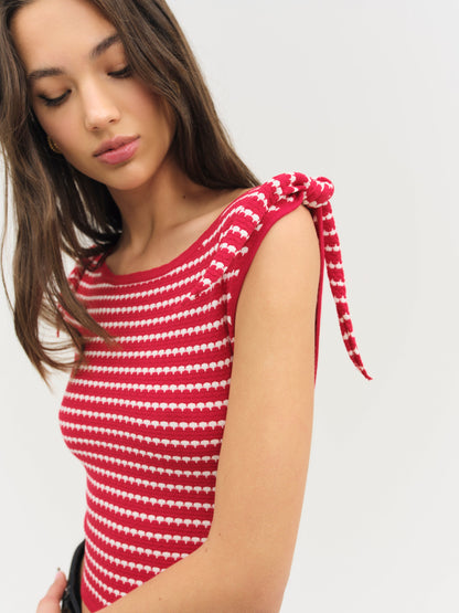 Regatta Stripe Knit Top Red - For Love & Lemons