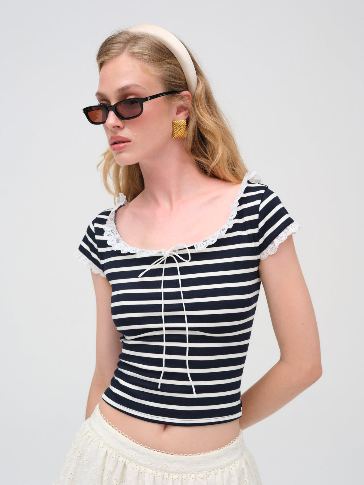 Suzette Stripe Top Black - For Love & Lemons